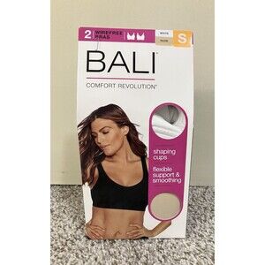 Bali 2 Pack Wirefree Bras White Nude Shaping Cups Womens Sz Small